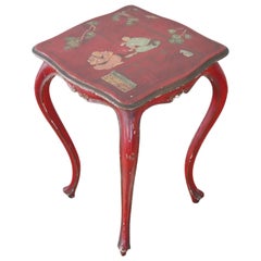 20th Century Lacquered and Painted Wood Side Table with Chinoiserie Decorations