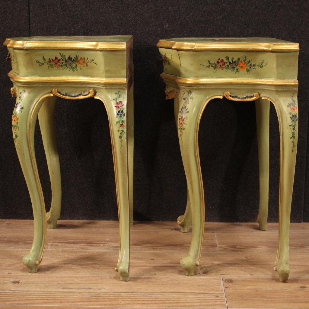 20th Century Lacquered and Painted Wood Venetian Bedside Table, 1950 4