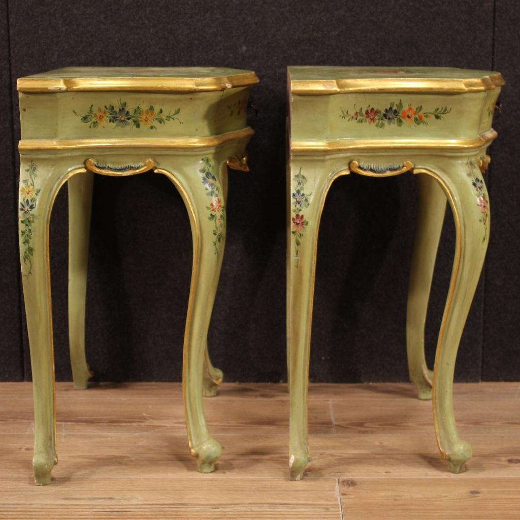20th Century Lacquered and Painted Wood Venetian Bedside Table, 1950 5