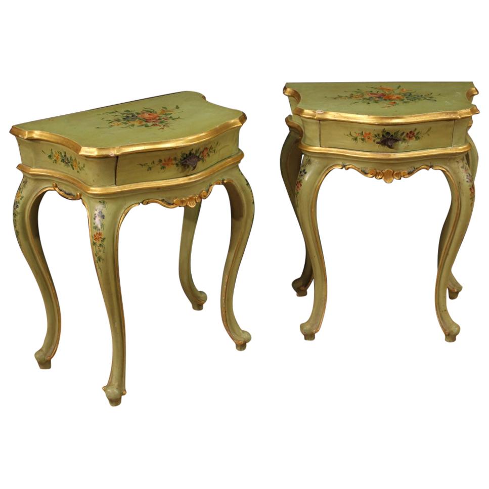 20th Century Lacquered and Painted Wood Venetian Bedside Table, 1950