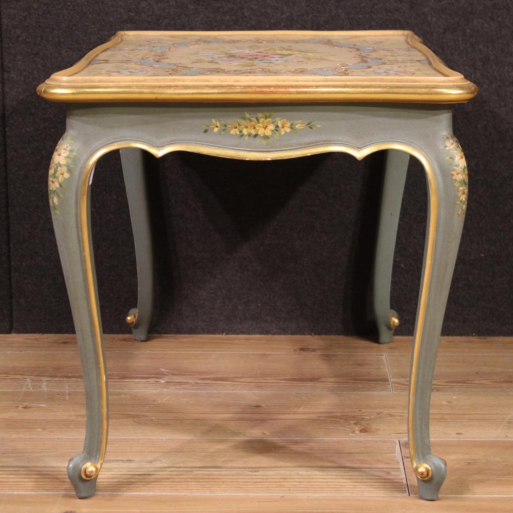 Italian 20th Century Lacquered and Painted Wood venetian Coffee Table, 1960 in vendita