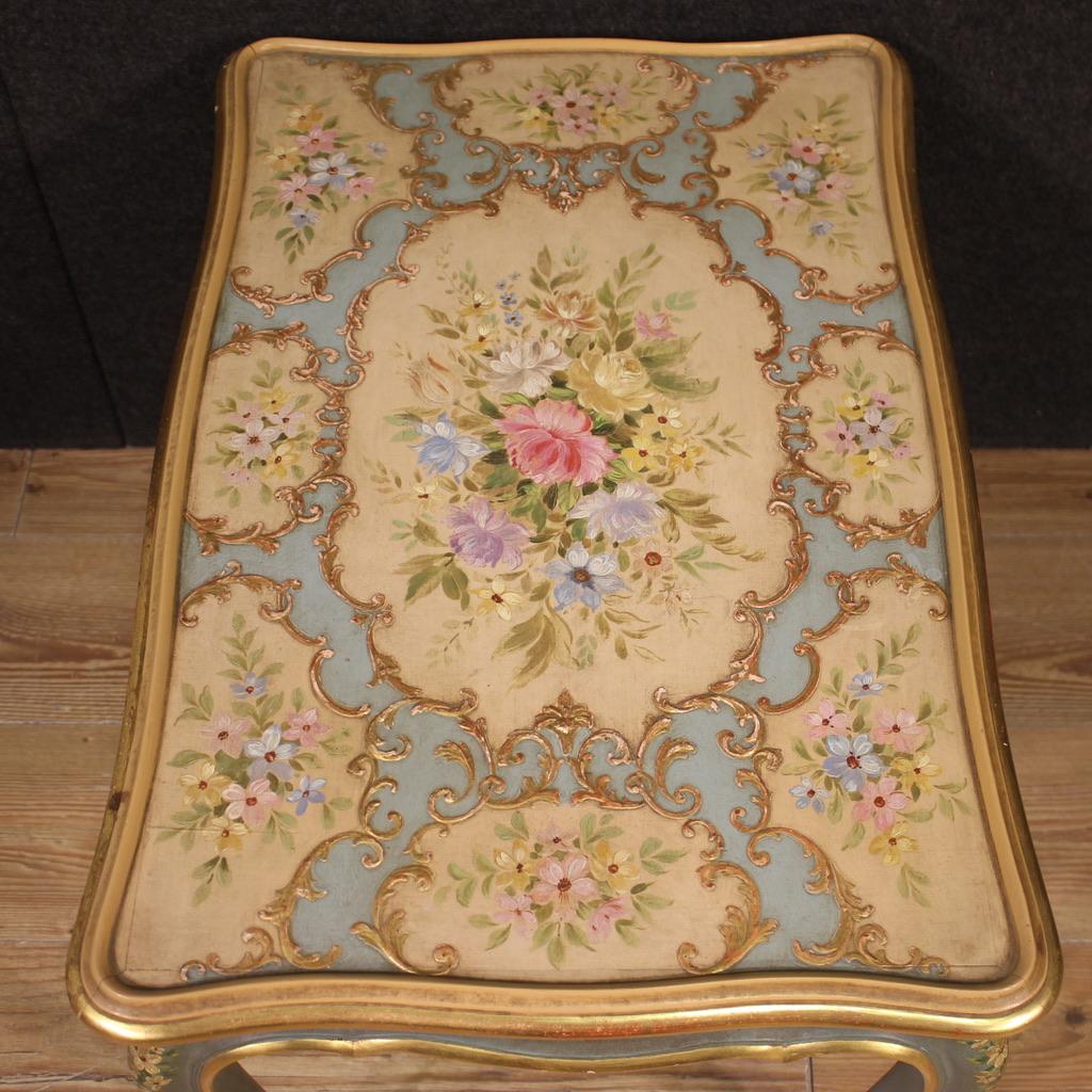 20th Century Lacquered and Painted Wood venetian Coffee Table, 1960 In condizioni buone in vendita a Vicoforte, Piedmont