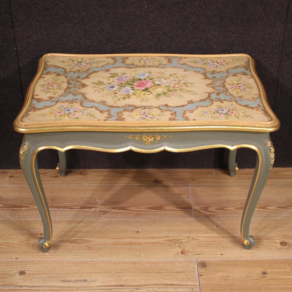 Mid-20th Century 20th Century Lacquered and Painted Wood Venetian Coffee Table, 1960s For Sale