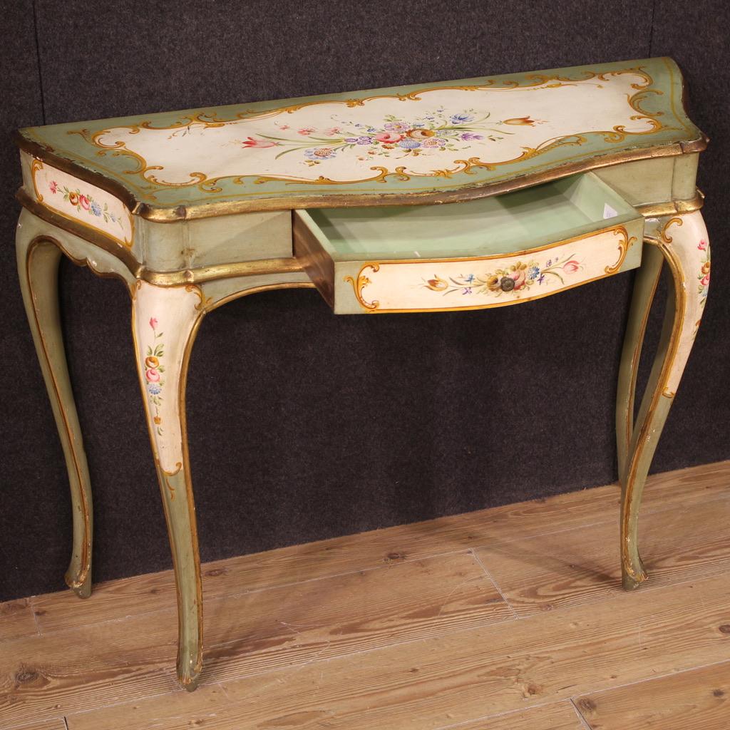 20th Century Lacquered and Painted Wood Venetian Console Table, 1970 For Sale 6