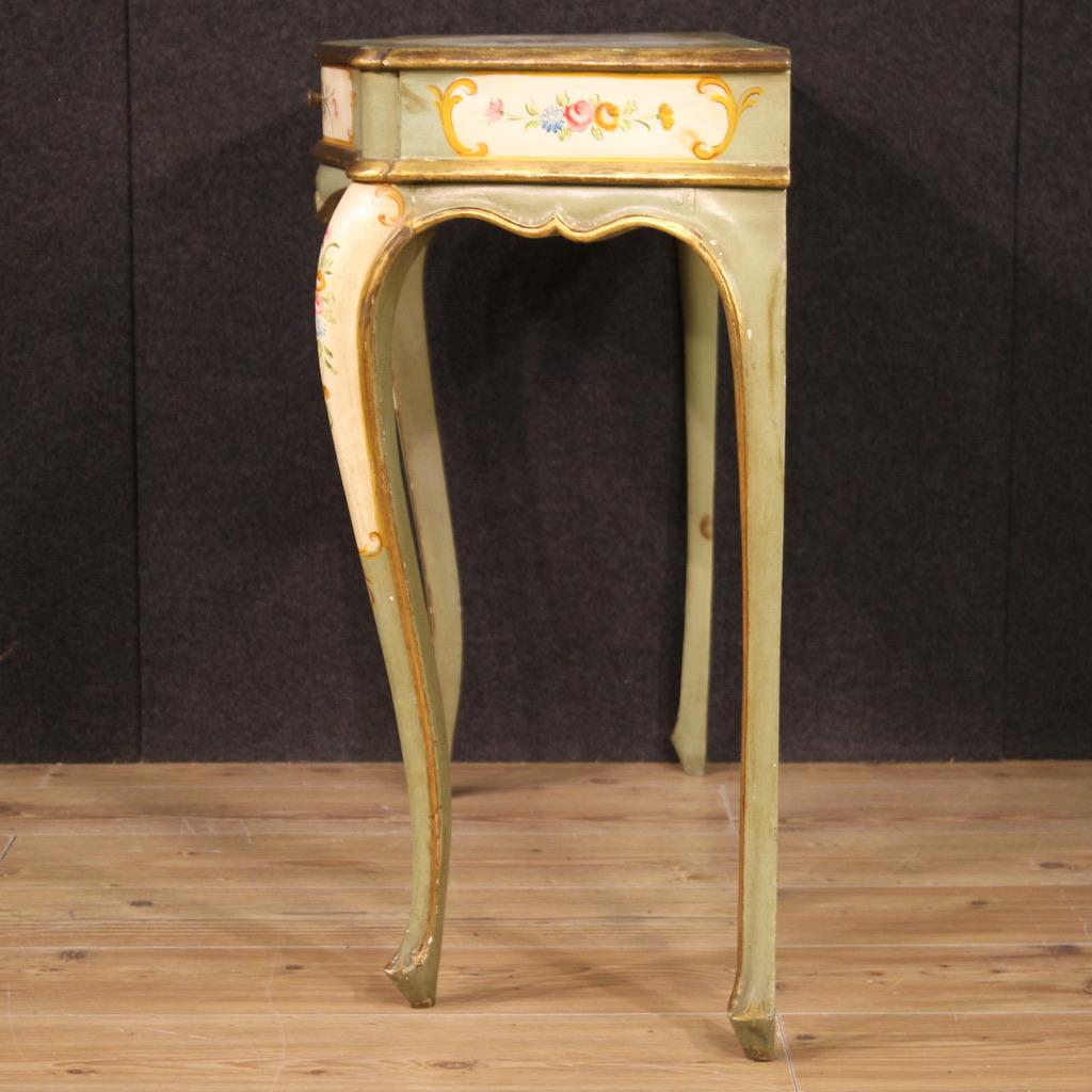 Table console vénitienne du 20ème siècle en bois laqué et peint, 1970 en vente 5