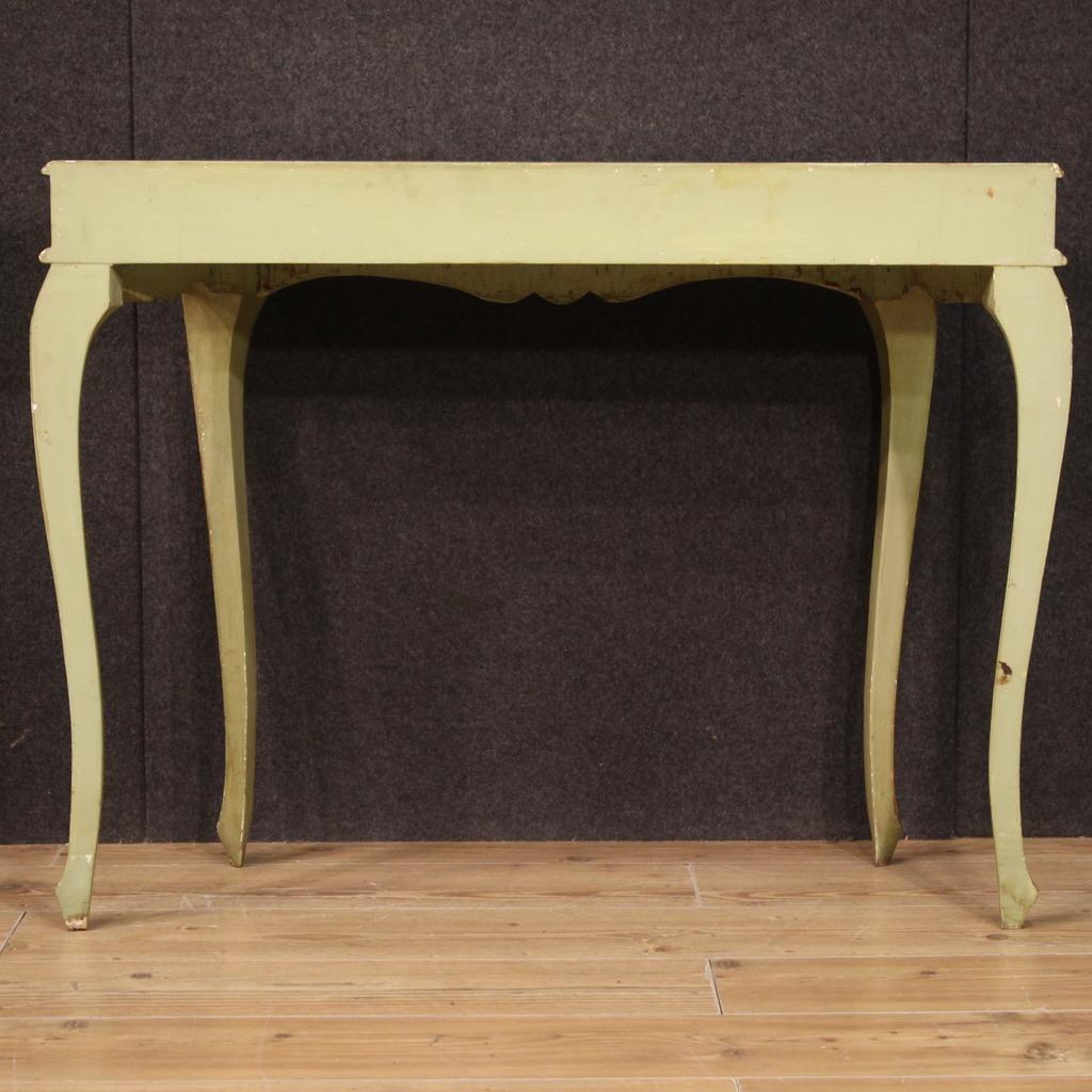 Table console vénitienne du 20ème siècle en bois laqué et peint, 1970 en vente 6