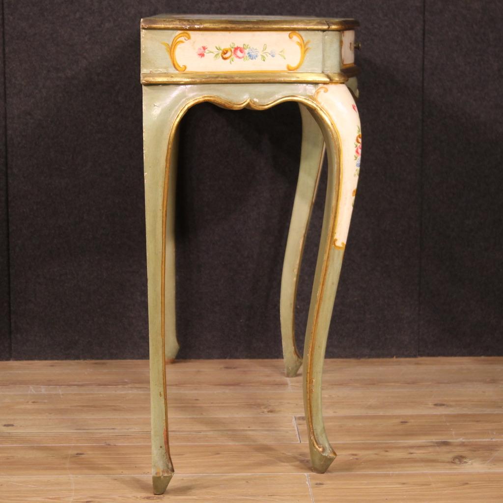 Bois Table console vénitienne du 20ème siècle en bois laqué et peint, 1970 en vente
