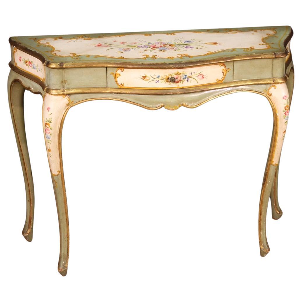 20th Century Lacquered and Painted Wood Venetian Console Table, 1970