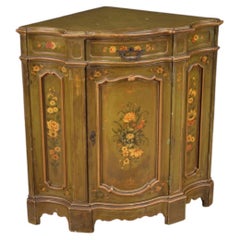 20th Century Lacquered and Painted Wood Venetian Corner Cabinet, 1930s
