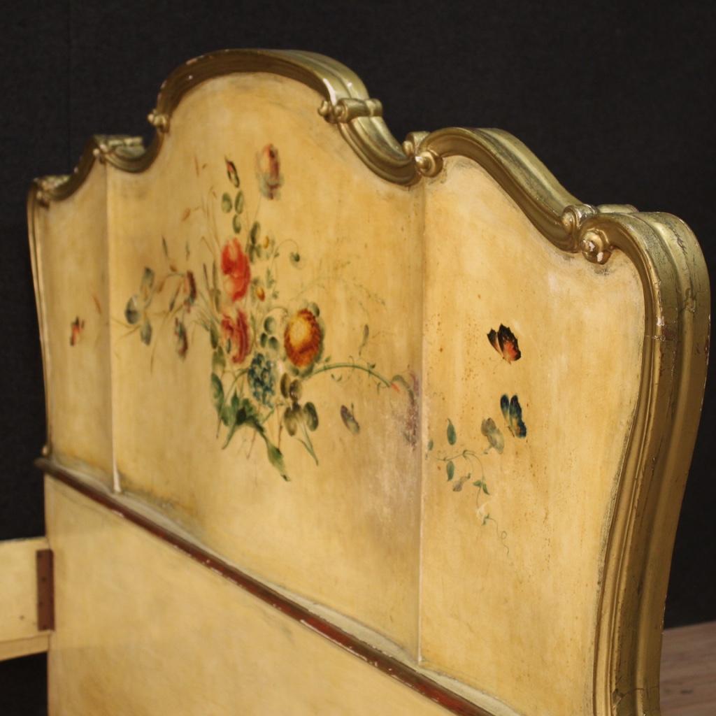20th Century Lacquered and Painted Wood Venetian Double Bed, 1950 6