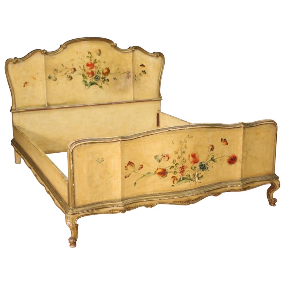 20th Century Lacquered and Painted Wood Venetian Double Bed, 1950