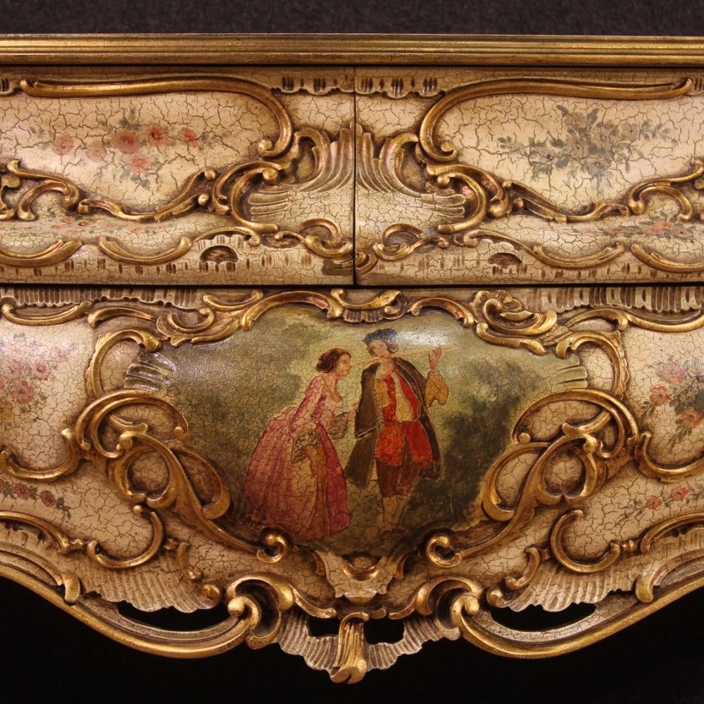 20th Century Lacquered and Painted Wood Venetian Dresser, 1960 In Good Condition In Vicoforte, Piedmont