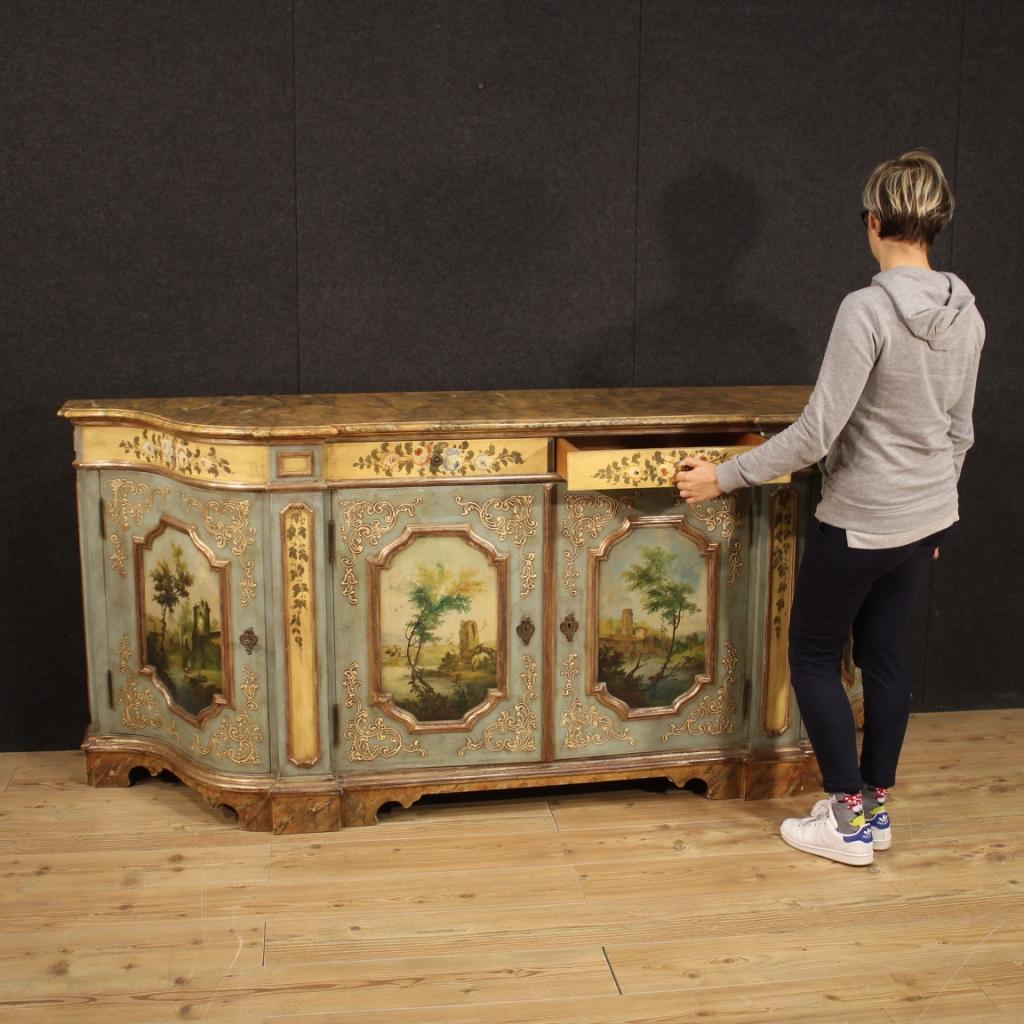 20th Century Lacquered and Painted Wood Venetian Sideboard, 1950 7