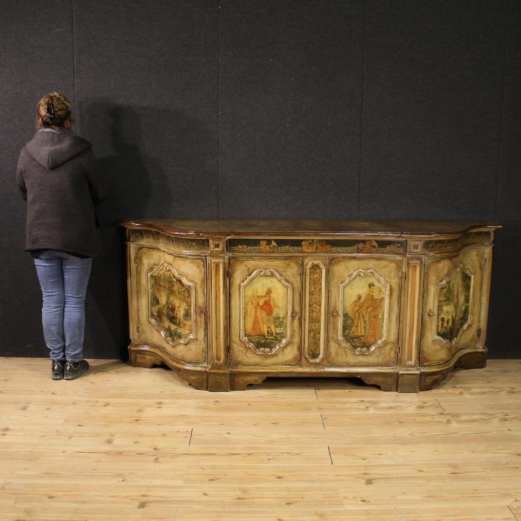Italiano Credenza veneziana in legno laccato e dipinto del XX secolo, 1950 in vendita