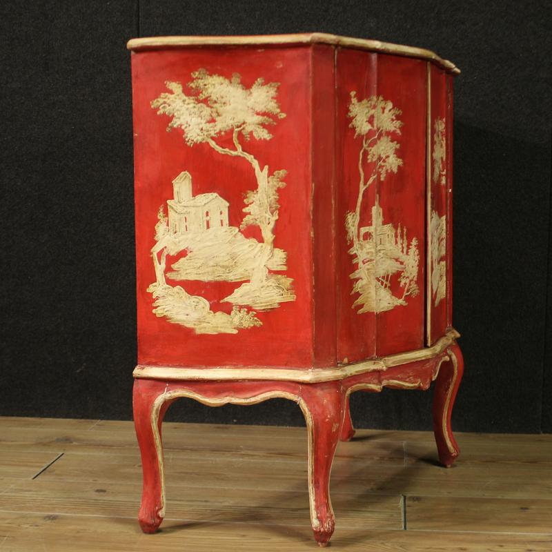 Mid-20th Century 20th Century Lacquered and Painted Wood Venetian Sideboard, 1950s For Sale