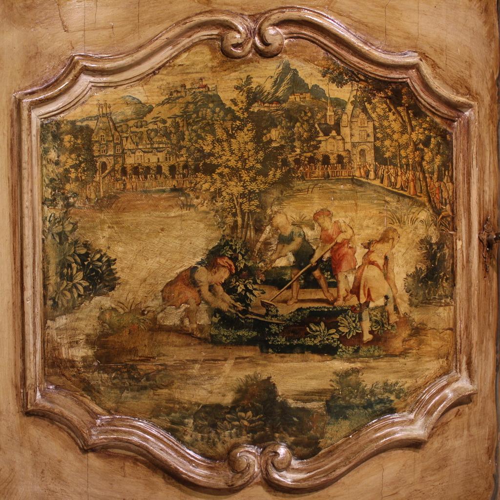 Credenza veneziana in legno laccato e dipinto del XX secolo, 1950 in vendita 1