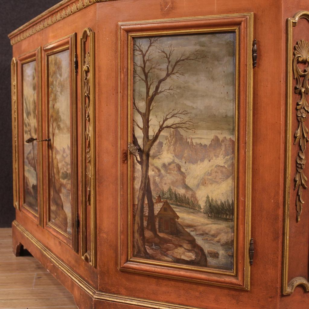 20th Century Lacquered and Painted Wood Venetian Sideboard, 1950 5
