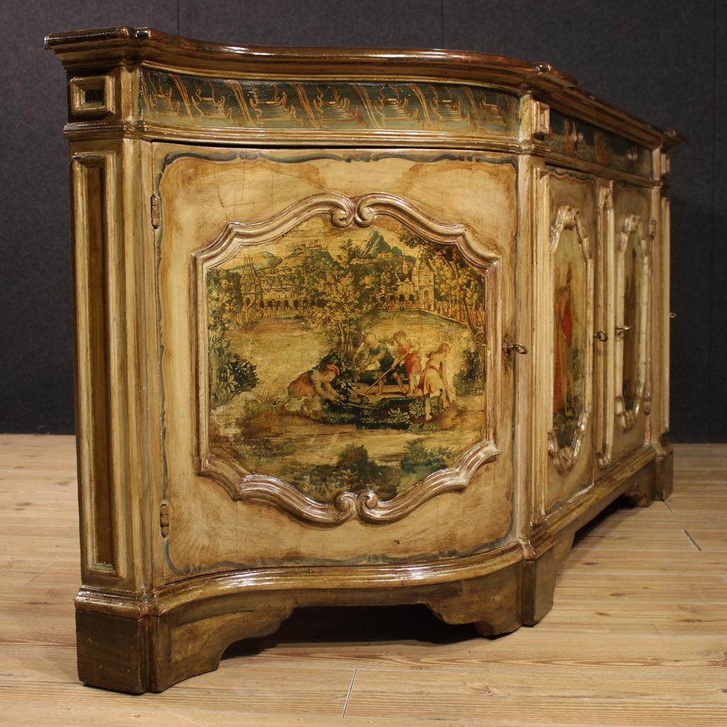 Credenza veneziana in legno laccato e dipinto del XX secolo, 1950 in vendita 2