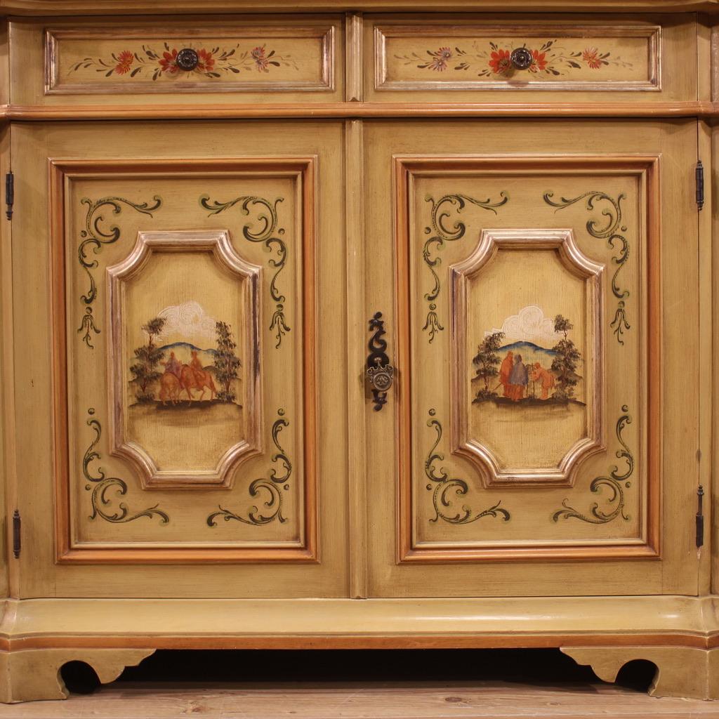Italian 20th Century Lacquered and Painted Wood Venetian Sideboard, 1960 For Sale