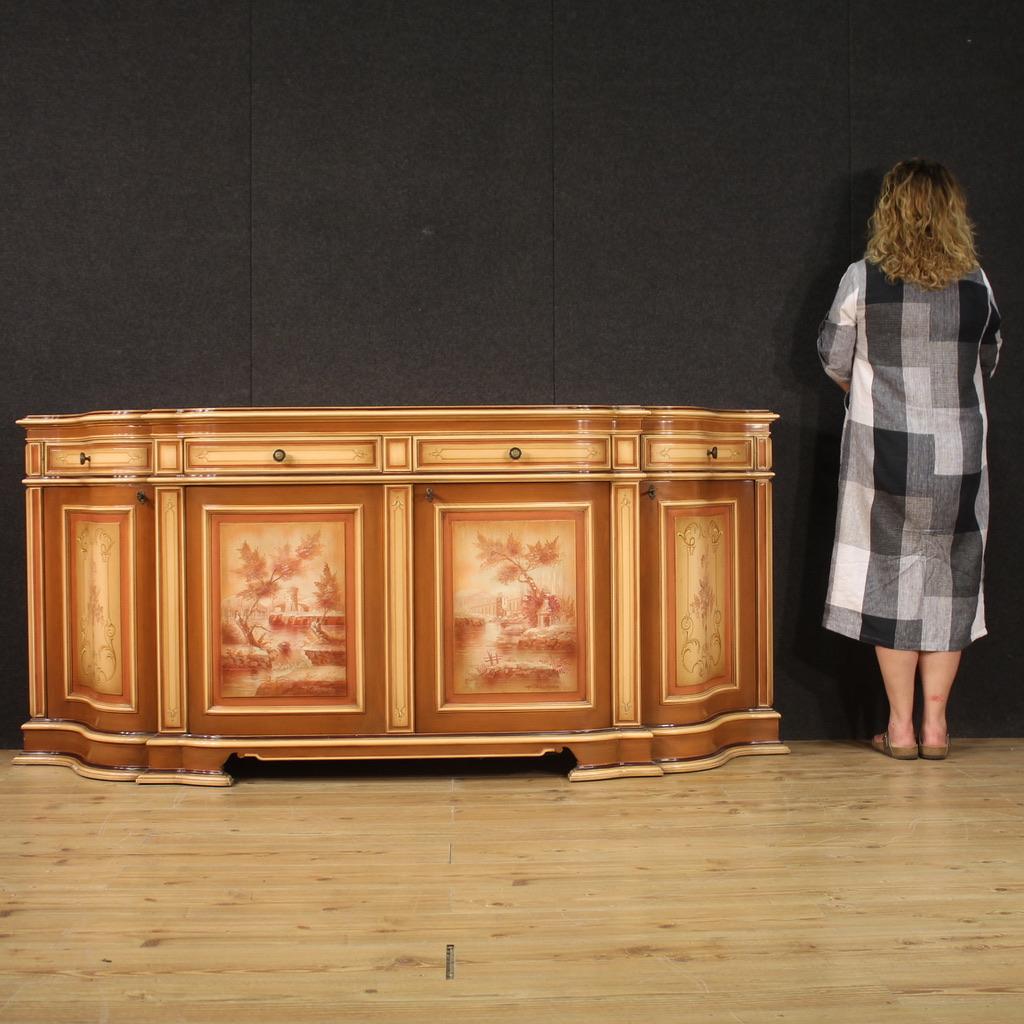 Italian 20th Century Lacquered and Painted Wood Venetian Sideboard, 1970 For Sale