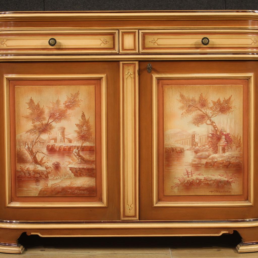 Late 20th Century 20th Century Lacquered and Painted Wood Venetian Sideboard, 1970 For Sale