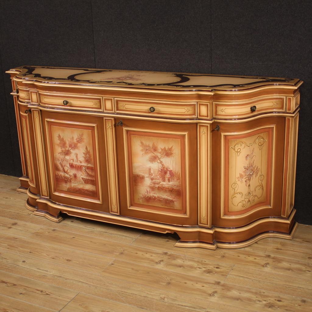 20th Century Lacquered and Painted Wood Venetian Sideboard, 1970 For Sale 2