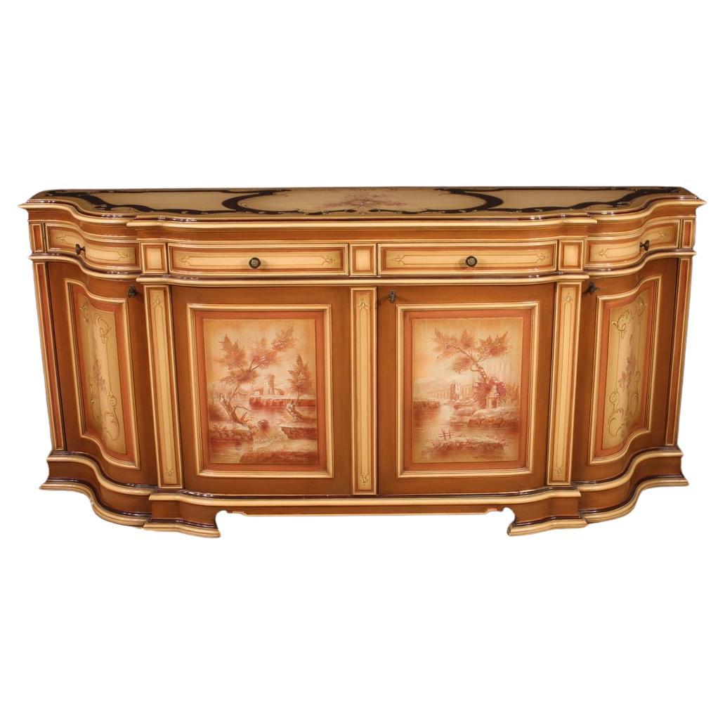 20th Century Lacquered and Painted Wood Venetian Sideboard, 1970 For Sale