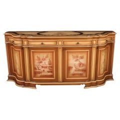 Retro 20th Century Lacquered and Painted Wood Venetian Sideboard, 1970