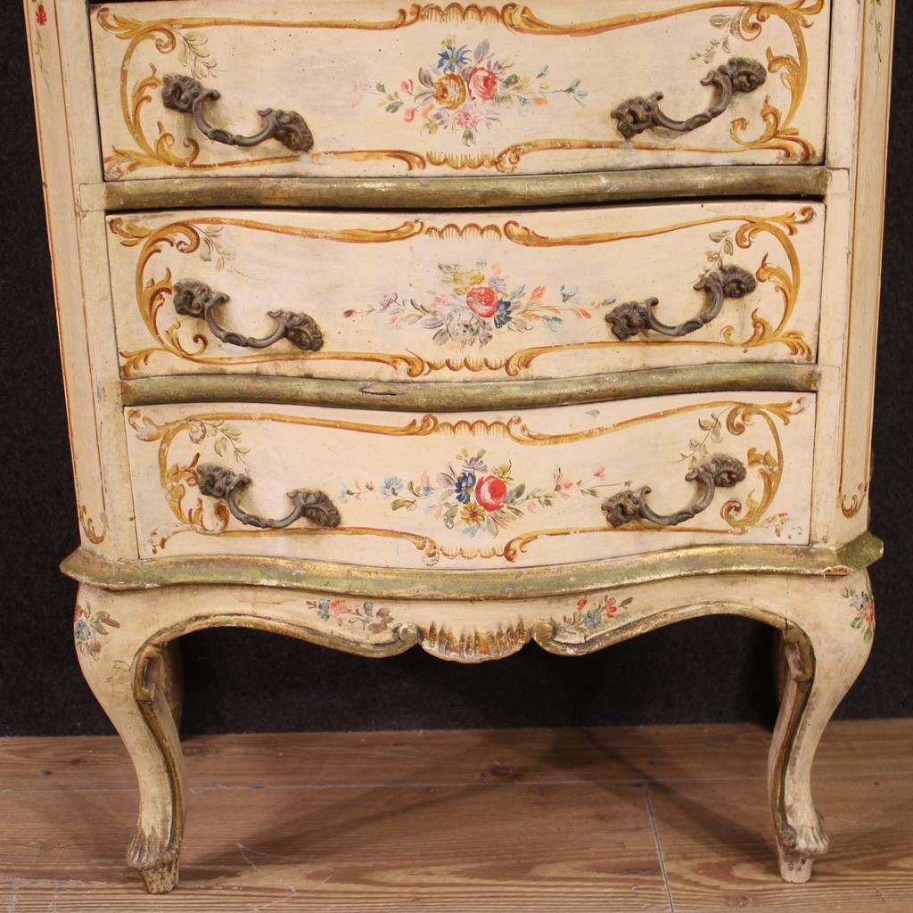 20th Century Lacquered and Painted Wood Venetian Tallboy Commode, 1960 in vendita 5