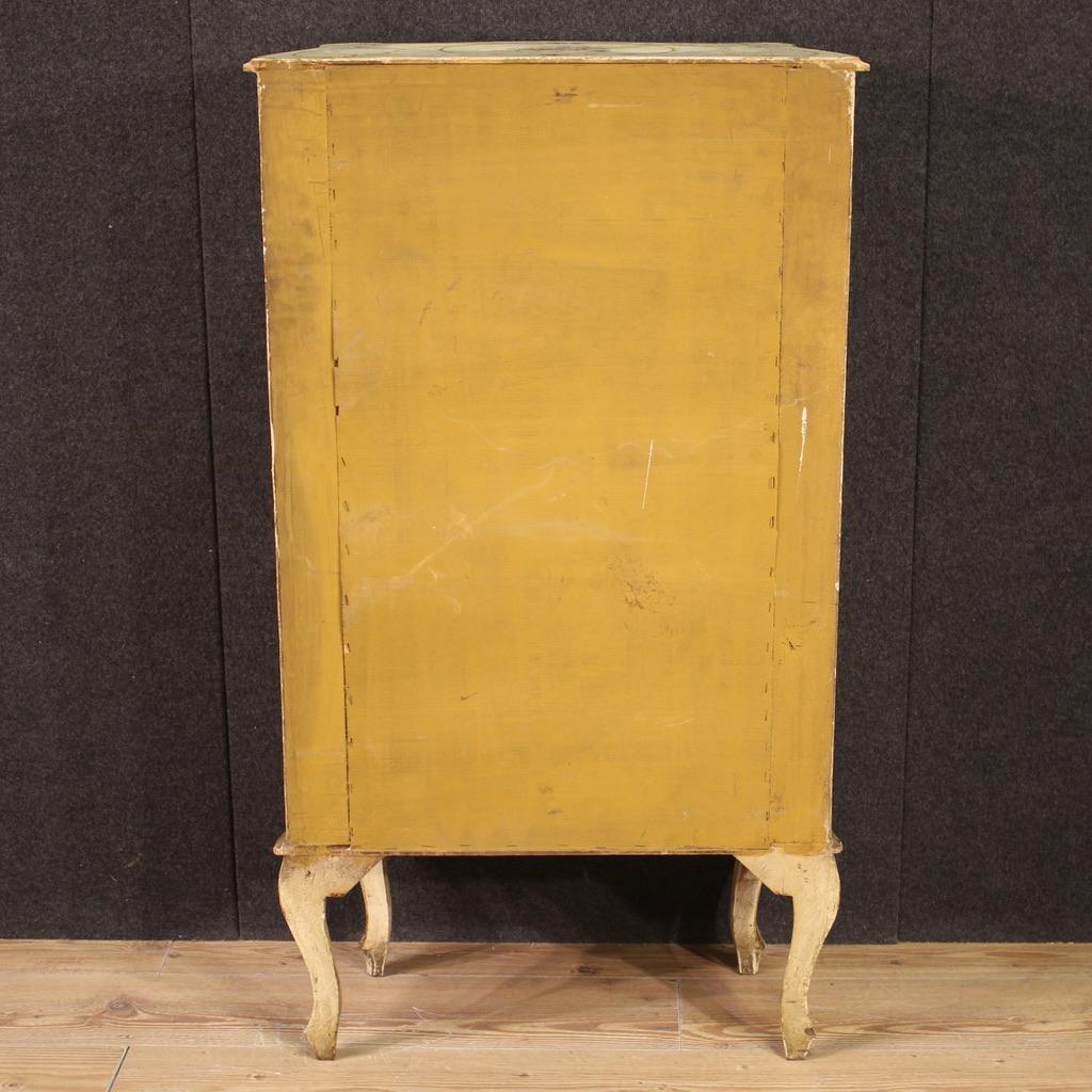 Metà XX secolo 20th Century Lacquered and Painted Wood Venetian Tallboy Commode, 1960 in vendita