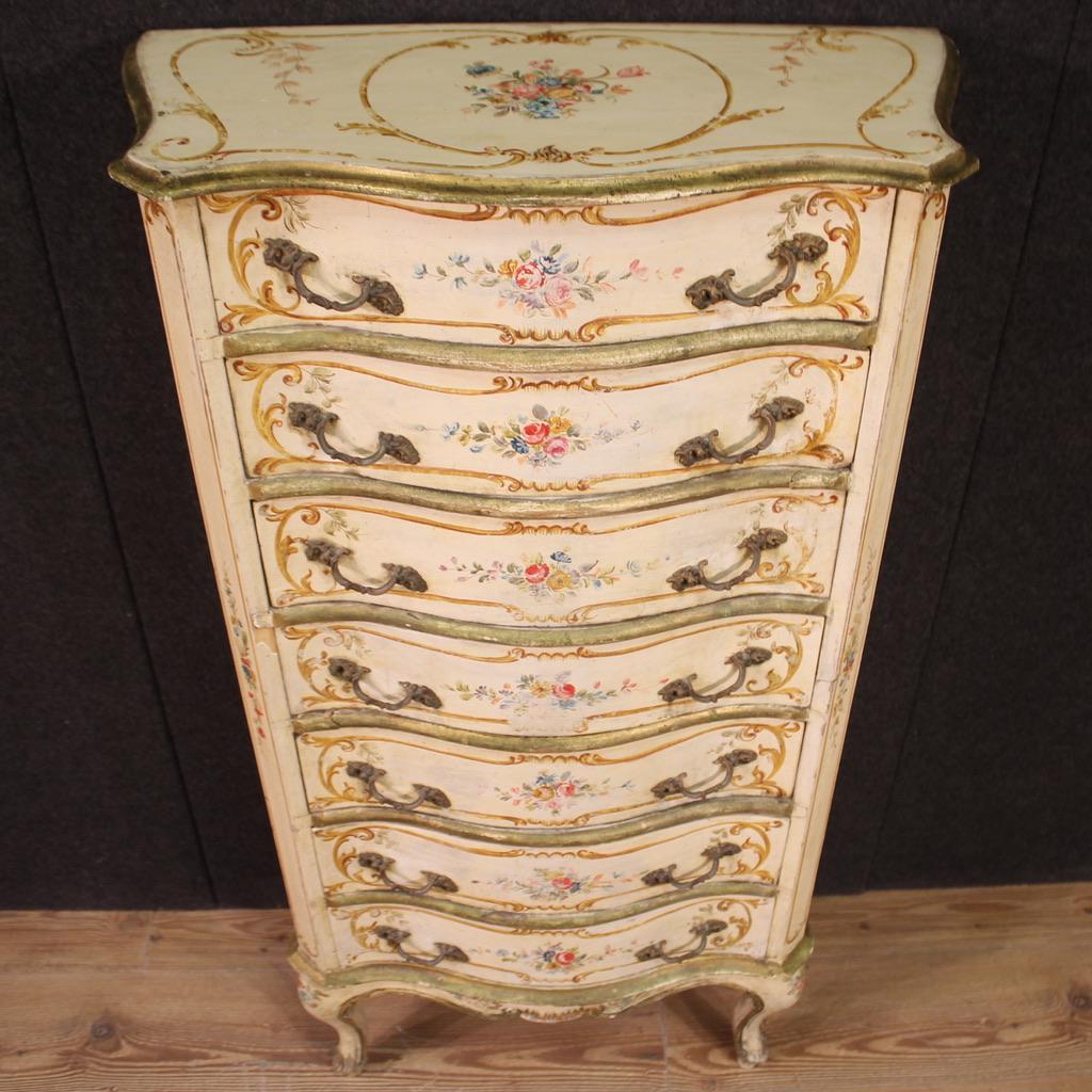 20th Century Lacquered and Painted Wood Venetian Tallboy Commode, 1960 in vendita 2