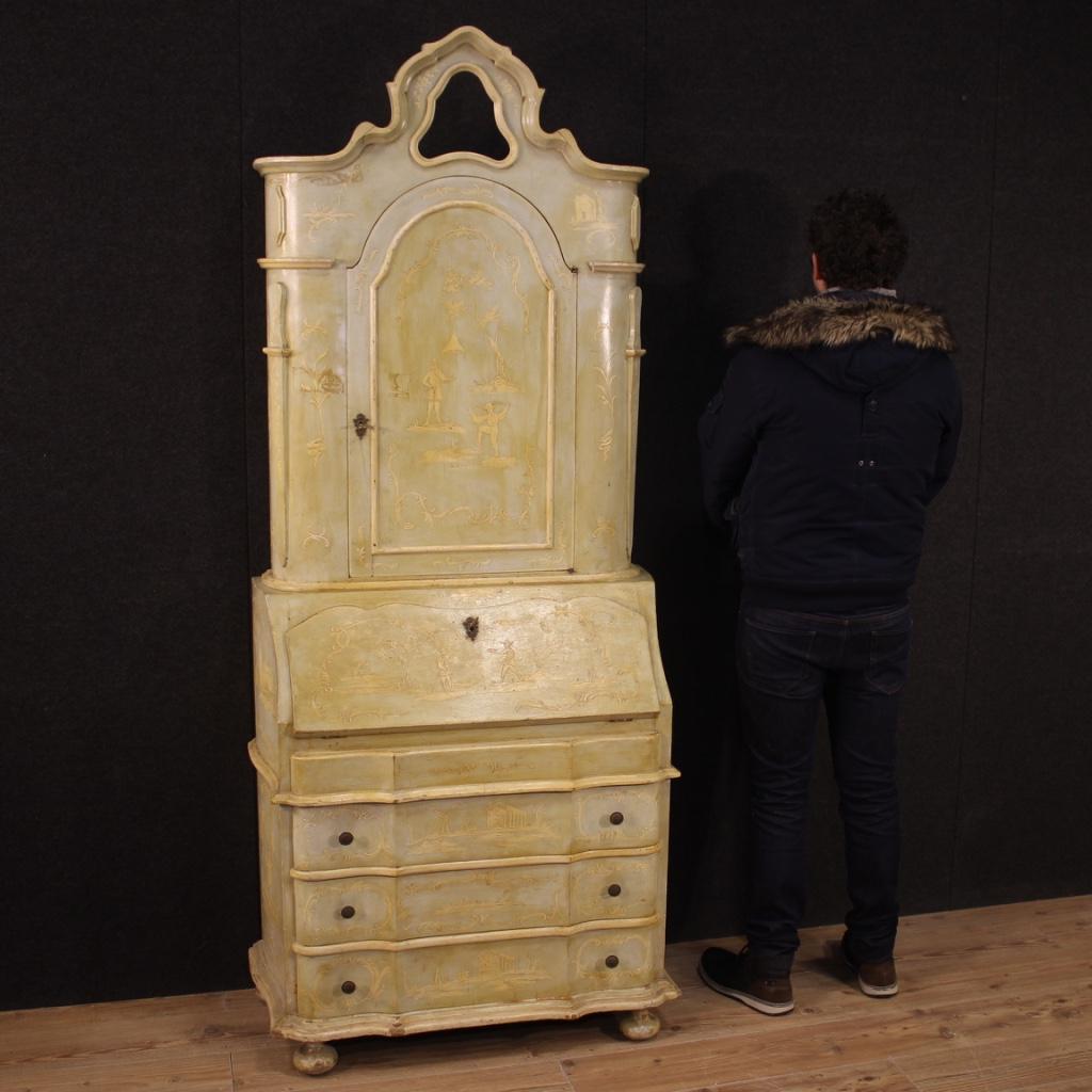 20th Century Lacquered and Painted Wood Venetian Trumeau Desk, 1950s For Sale 8