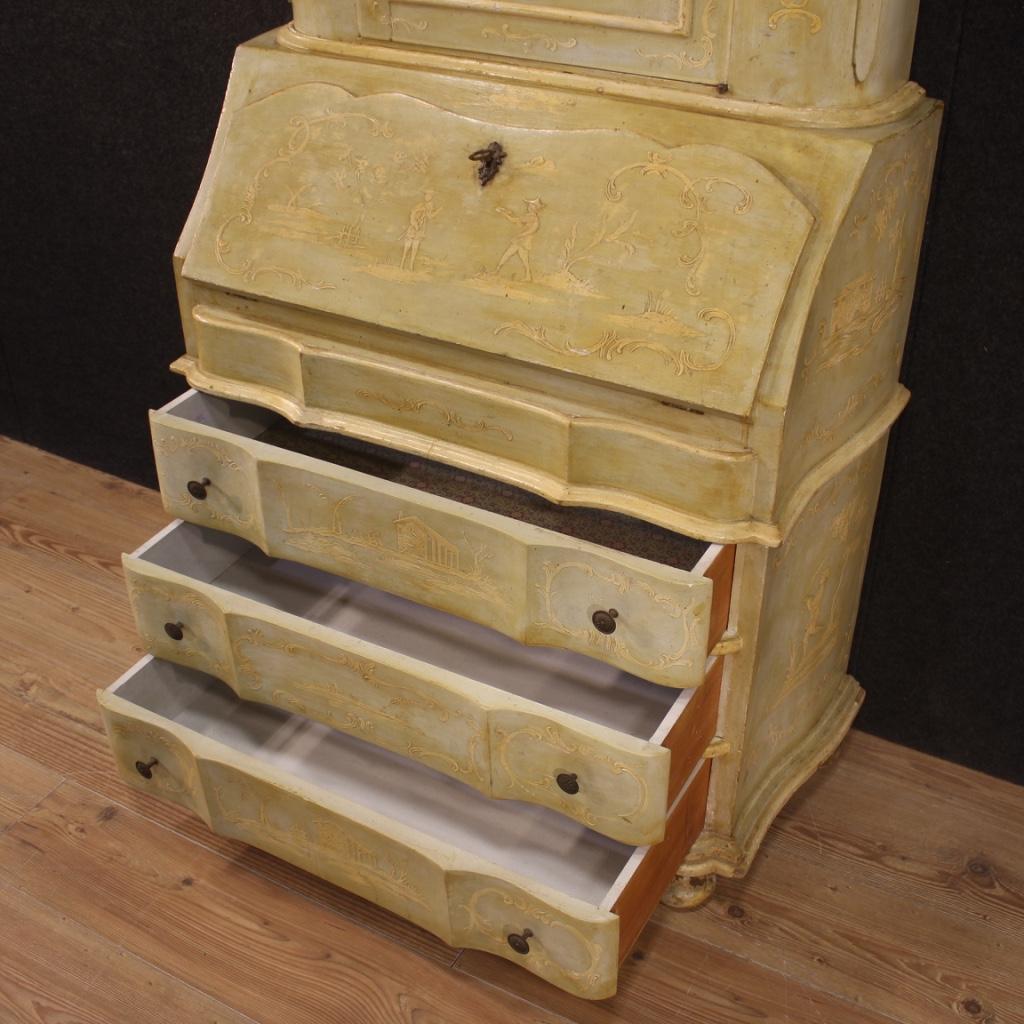 20th Century Lacquered and Painted Wood Venetian Trumeau Desk, 1950s For Sale 1