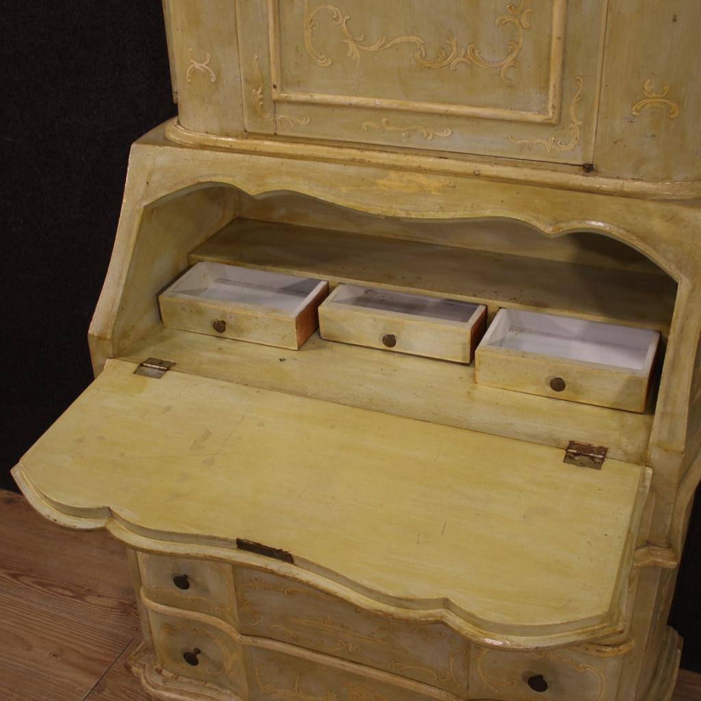 20th Century Lacquered and Painted Wood Venetian Trumeau Desk, 1950s For Sale 3