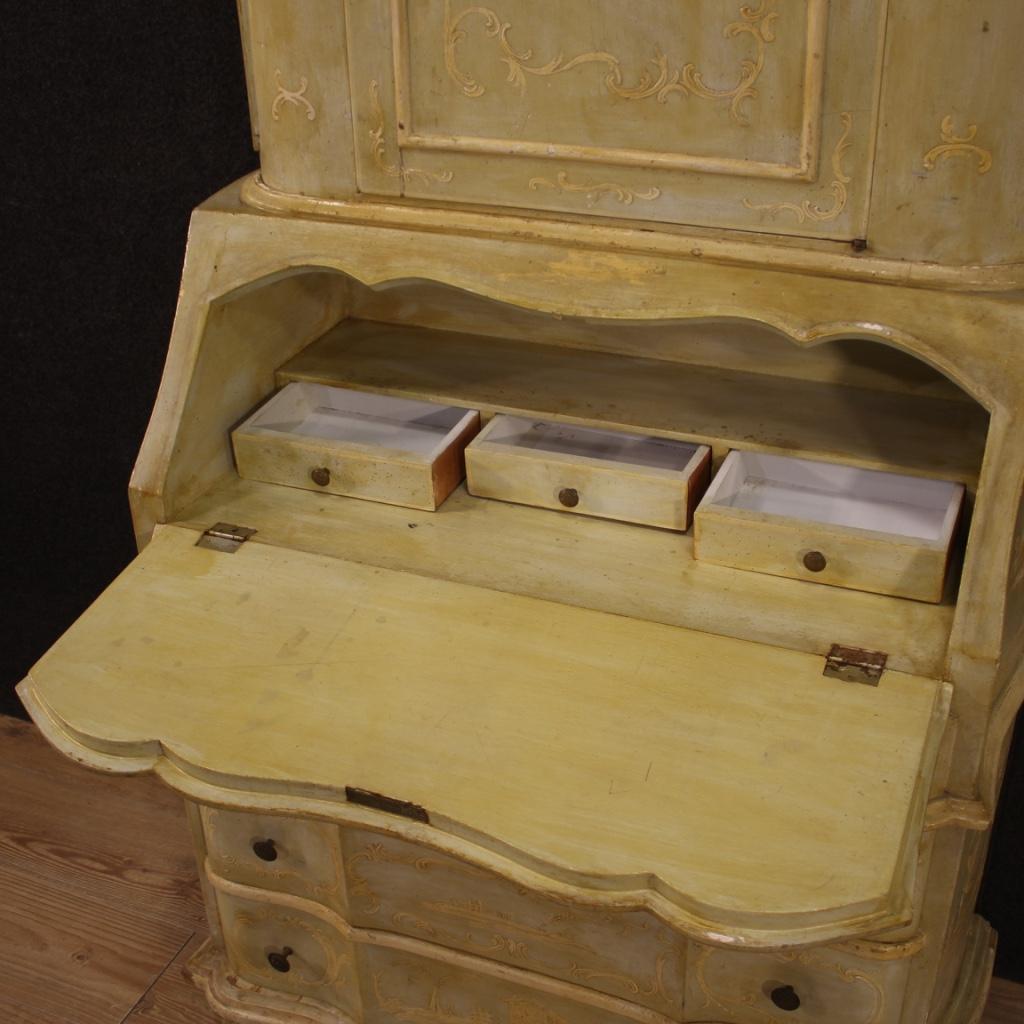 20th Century Lacquered and Painted Wood Venetian Trumeau Desk Secrétaire, 1950s For Sale 4