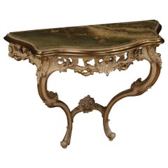 20th Century Lacquered and Painted Wood with Onyx Top Louis XV Style Console