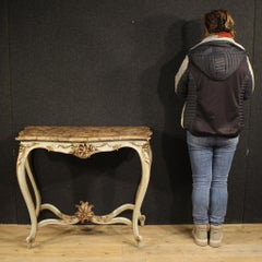 20th Century Lacquered and Silvered Wood French Louis XV Style Console Table