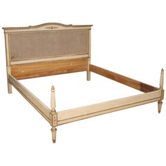 20th Century Lacquered and Silvered Wood Louis XVI Style Italian Bed, 1960