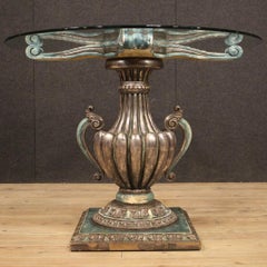 20th Century Lacquered and Silvered Wood with Glass Top Italian Table, 1960
