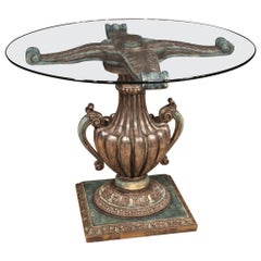 20th Century Lacquered and Silvered Wood with Glass Top Italian Table, 1960