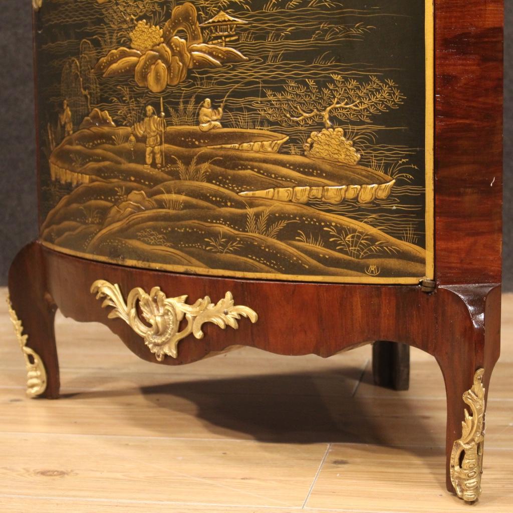 20th Century Lacquered Chinoiserie Mahogany Wood French Corner Cabinet, 1950 3