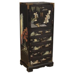 20th Century Lacquered Chinoiserie Wood French Chest of Drawers, 1960 20th Century Lacquered Chinoiserie Wood French Chest of Drawers, 1960