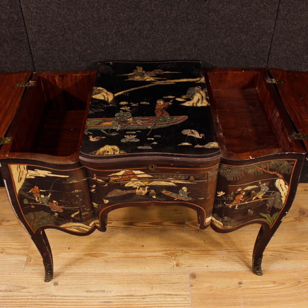 20th Century Lacquered Chinoiserie Wood French Dressing Table, 1920 4