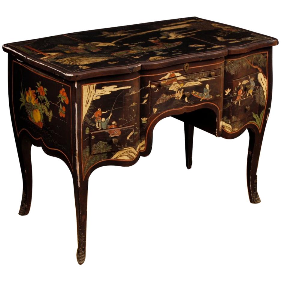 20th Century Lacquered Chinoiserie Wood French Dressing Table, 1920