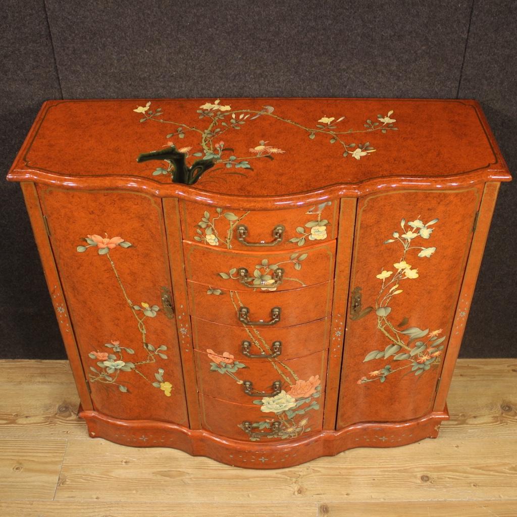 20th Century Lacquered Chinoiserie Wood French Sideboard, 1970 1