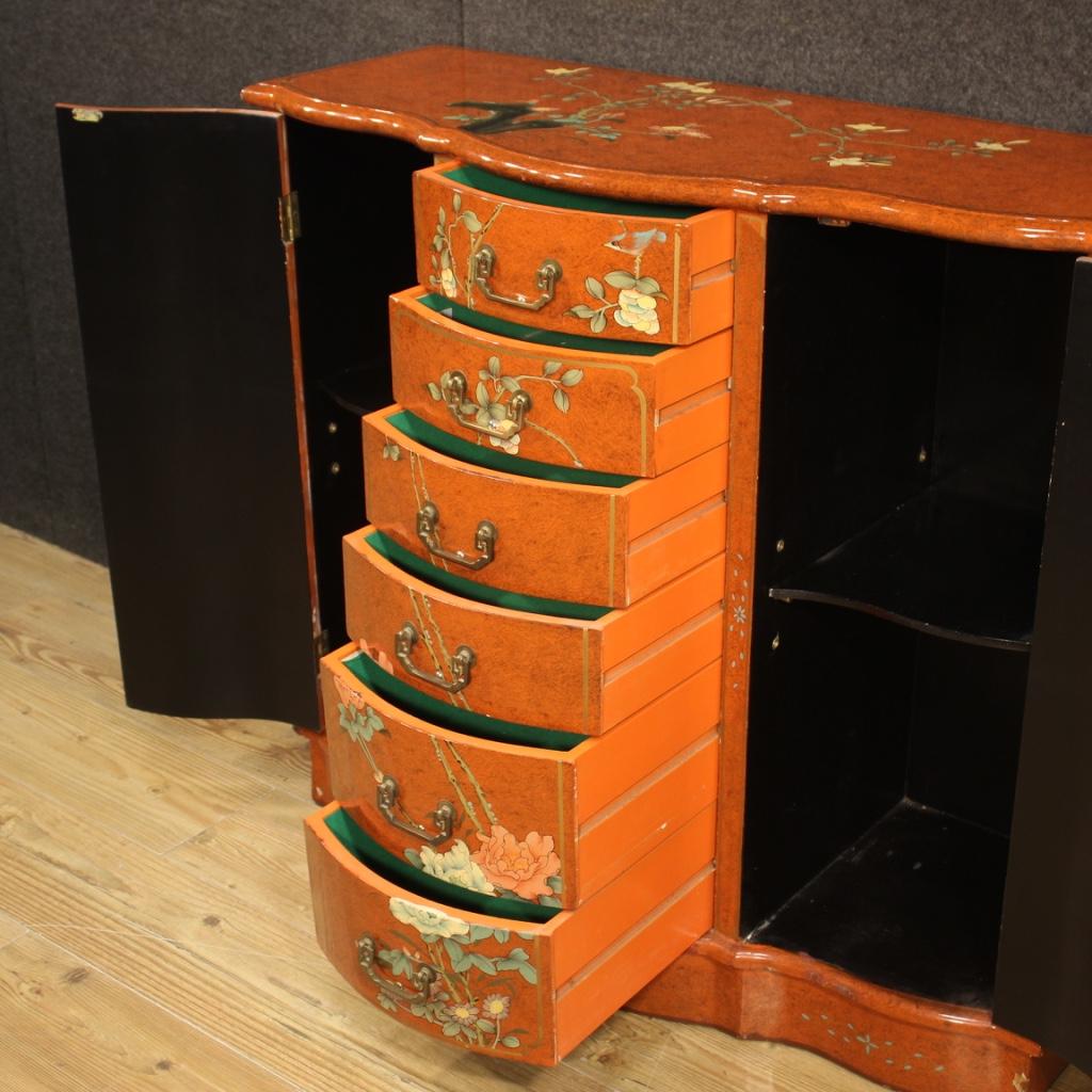 20th Century Lacquered Chinoiserie Wood French Sideboard, 1970 4