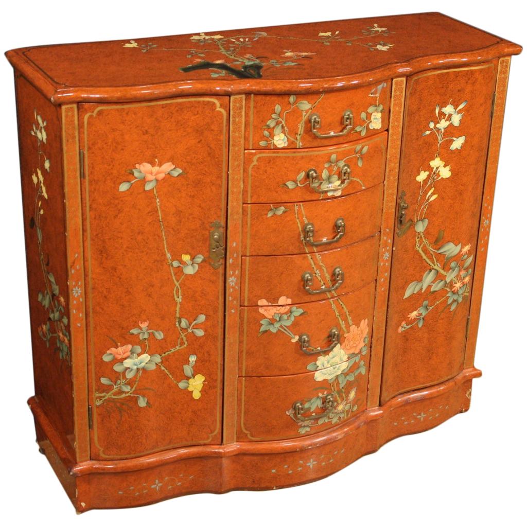 20th Century Lacquered Chinoiserie Wood French Sideboard, 1970