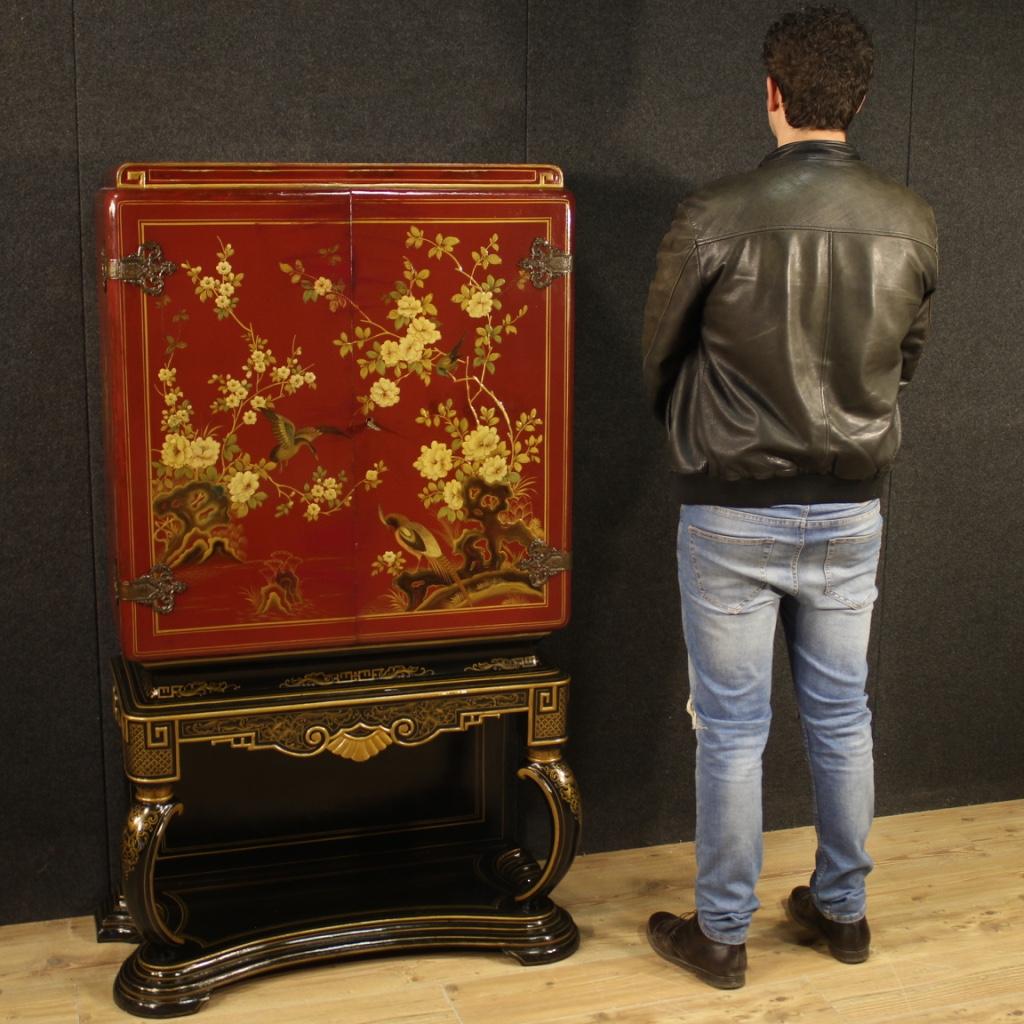 20th Century Lacquered Chinoiserie Wood Italian Bar Cabinet, 1960 9