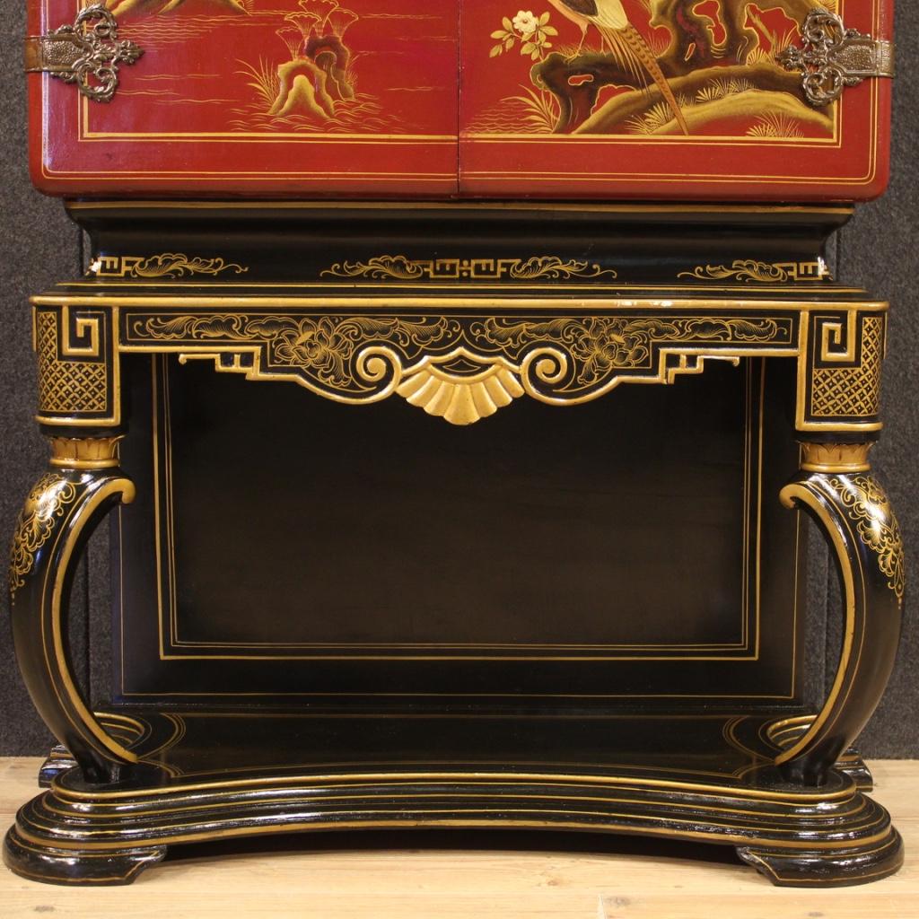 20th Century Lacquered Chinoiserie Wood Italian Bar Cabinet, 1960 1