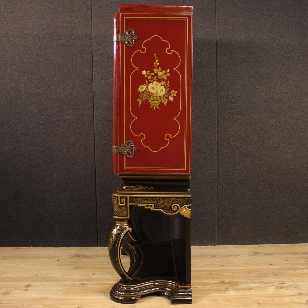 20th Century Lacquered Chinoiserie Wood Italian Bar Cabinet, 1960 6